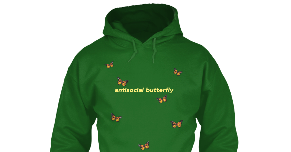 green butterfly hoodie