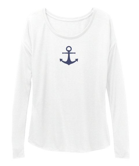 Anchor Long Sleeve Womens Top White T-Shirt Front