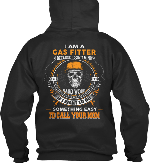 Gas Fitter Jet Black T-Shirt Back