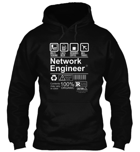 Multi Tasking Likes Beer Requires Coffee Will Travel Network Engineer Warning Sarcasm Inside Contents May Vary In... Black T-Shirt Front