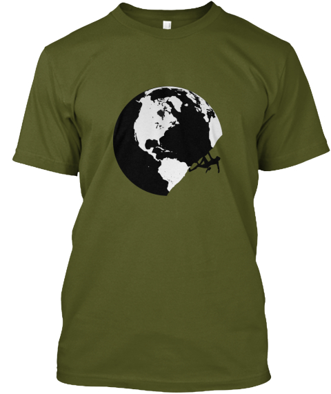 Climb The Planet Olive T-Shirt Front