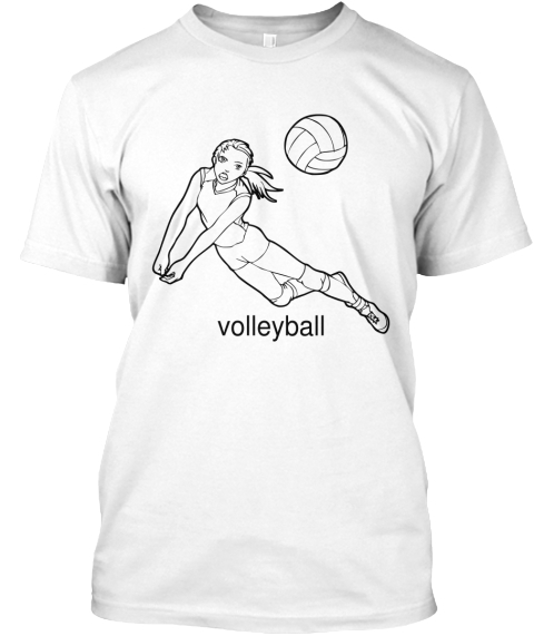 Volleyball White T-Shirt Front