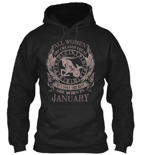 Women Are Born In January Black T-Shirt Front