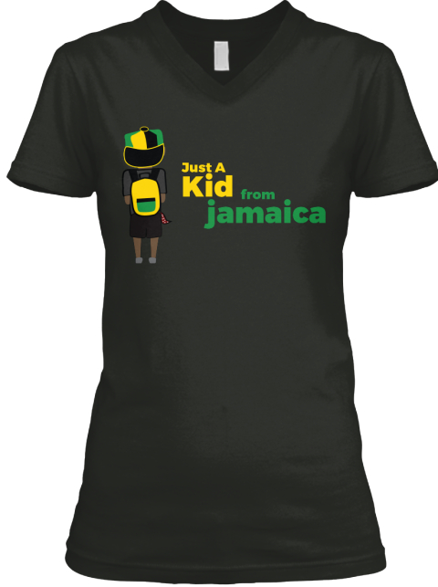 Just A Kid From Jamaica Black T-Shirt Front