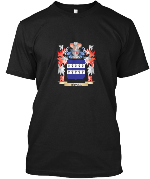 Hamel Coat Of Arms   Family Crest Black T-Shirt Front