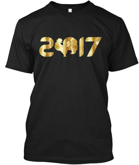 Gold Year Of The Rooster Black T-Shirt Front