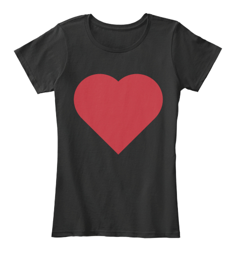 Red Heart Valentine's Day Shirt Women  Black T-Shirt Front