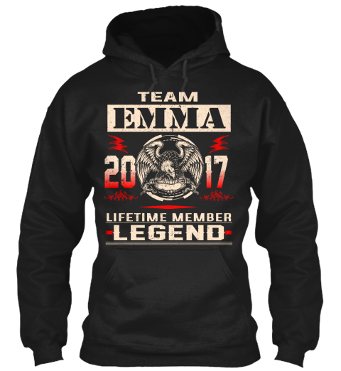 Team Emma 2017 Lifetime Member Legend Black Camiseta Front