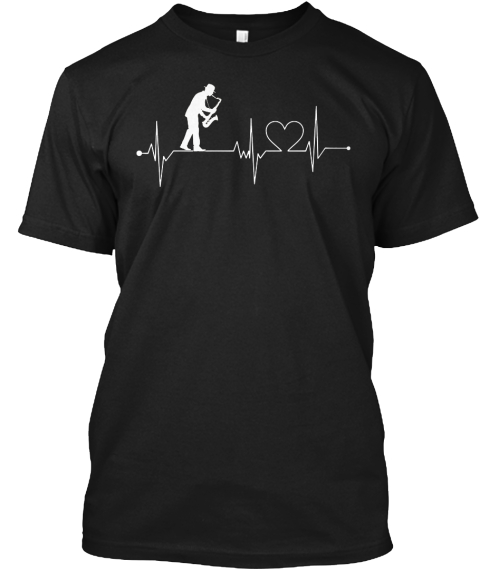 Heart Beat Saxophone Limited Edition Black T-Shirt Front