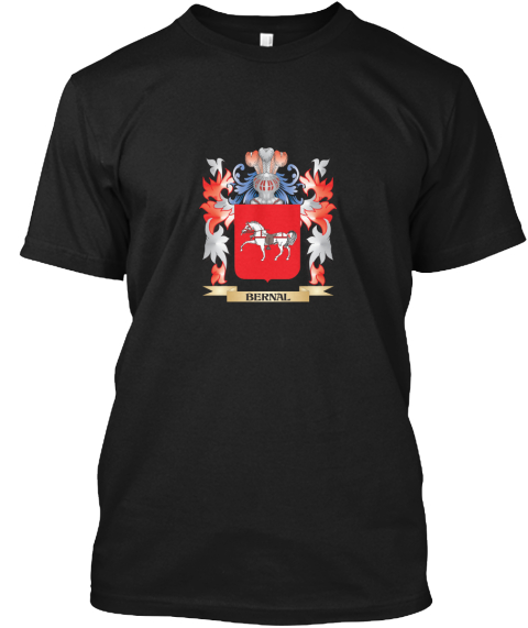 Bernal Coat Of Arms   Family Crest Black T-Shirt Front