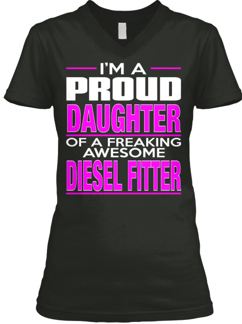 Daughter Diesel Fitter
 Black T-Shirt Front