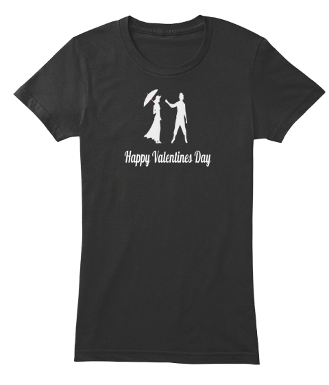 Happy Valentines Day Black Women's T-Shirt Front