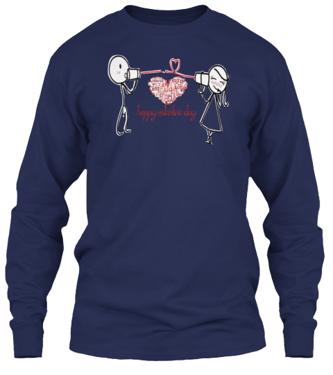 #Valentine Day Gift For Each Other Navy Long Sleeve T-Shirt Front
