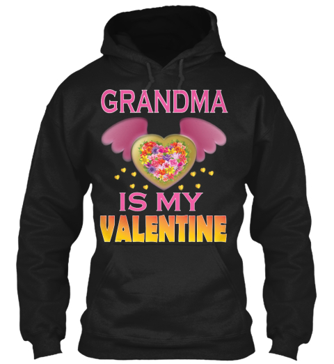 Grandma Is My Valentine Black Maglietta Front