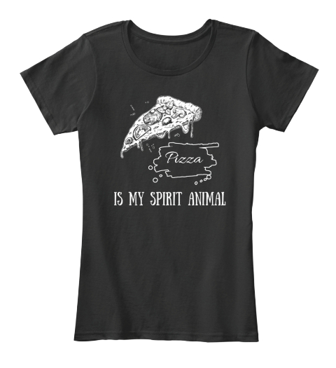 Pizza Is My Spirit Animal Black T-Shirt Front