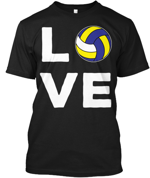 Volleyball Black T-Shirt Front