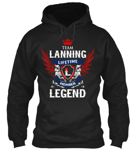 Team Lanning Lifetime Member Legend Black T-Shirt Front