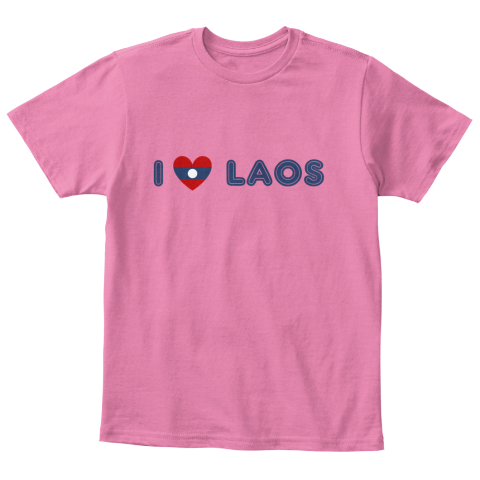 I Heart Laos Kid's Tee Bubble True Pink  T-Shirt Front