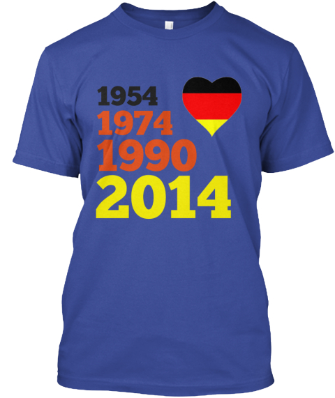 1954 1974 1990 2014 Deep Royal T-Shirt Front