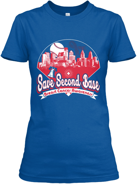 Save Second Base Breast Cancer Awareness Royal T-Shirt Front