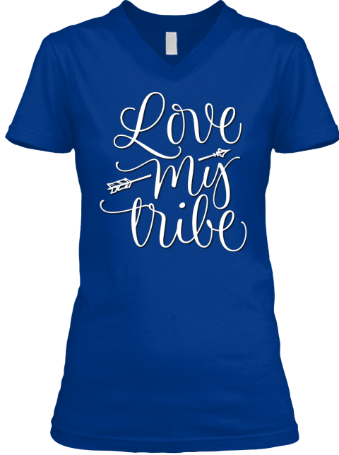 Love My Tribe White Graphic Design True Royal T-Shirt Front