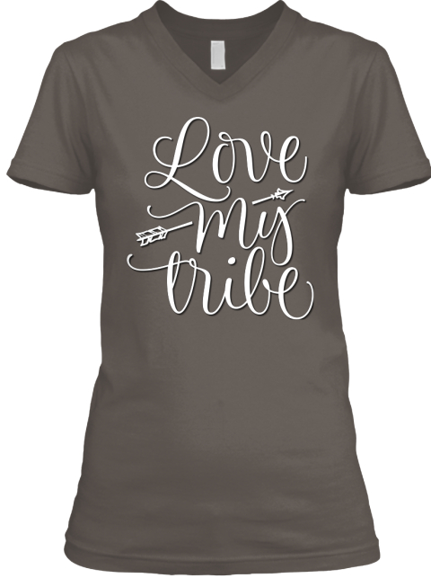 Love My Tribe White Graphic Design Asphalt T-Shirt Front