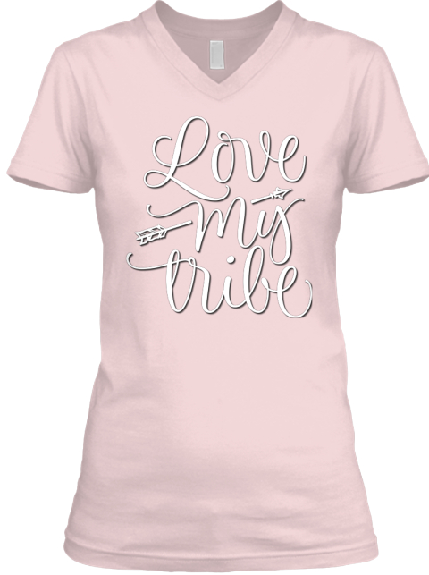 Love My Tribe White Graphic Design Pink T-Shirt Front