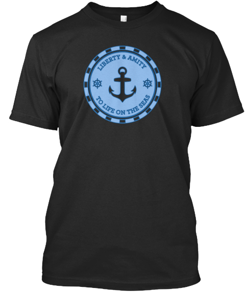 T Shirt Sailing Anchor Logo Sailor Black T-Shirt Front