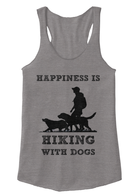 Happiness Is Hiking With Dogs Eco Grey T-Shirt Front