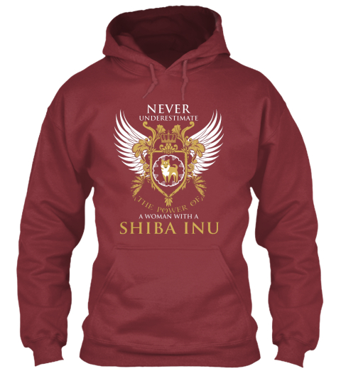 Never Underestimate The Power Of A Woman With A Shiba Inu Maroon T-Shirt Front
