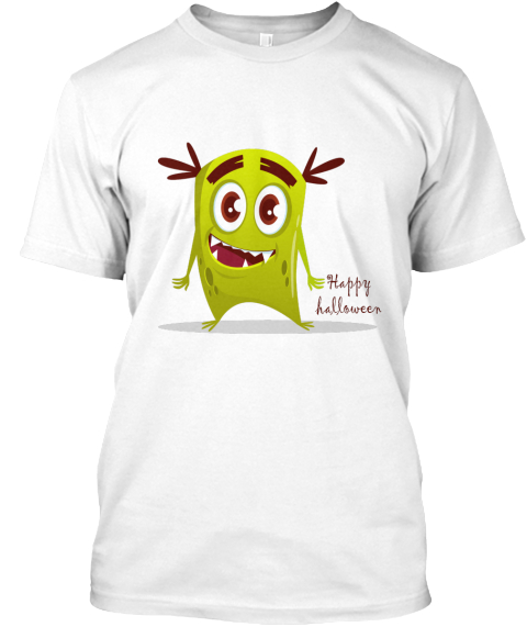 Happy Halloween Green White T-Shirt Front
