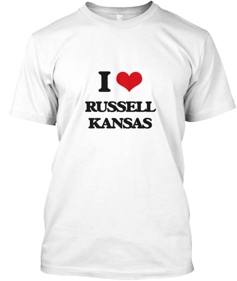 I Love Russell Kansas White T-Shirt Front
