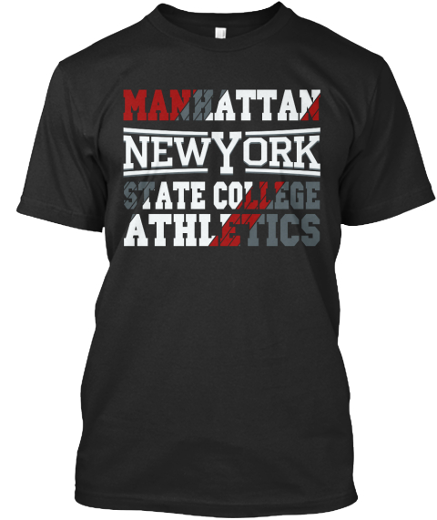 Manhattan New York State College Athletics Black T-Shirt Front