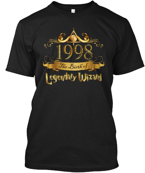 1998 The Birth Of Legendary Wizard Black T-Shirt Front