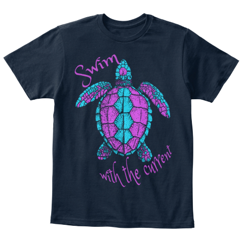 Swim With The Current New Navy T-Shirt Front