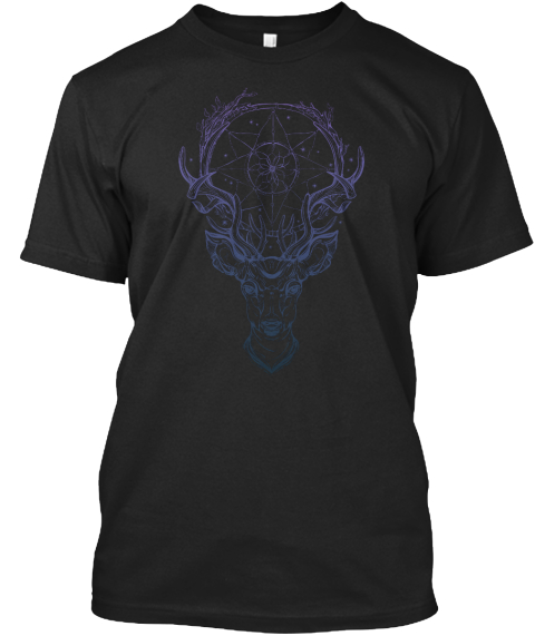 Color Explosion Totem Deer Black T-Shirt Front