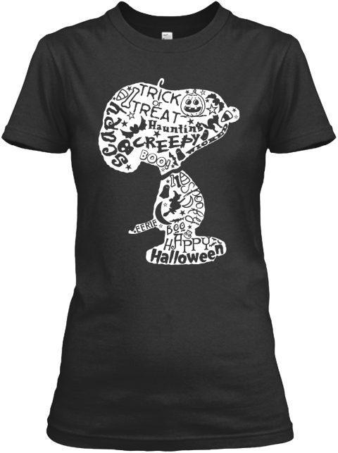 Trick Or Treat Scary Haunting Creepy Boo! Spooky Eerie Boo Happy Halloween  Black T-Shirt Front