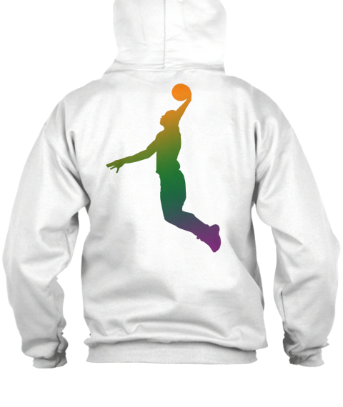 Zip Hoodie Psychedelic Basketball Player White T-Shirt Back