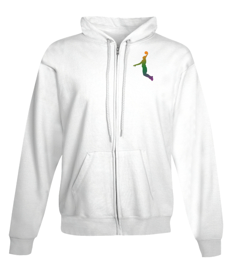 Zip Hoodie Psychedelic Basketball Player White T-Shirt Front