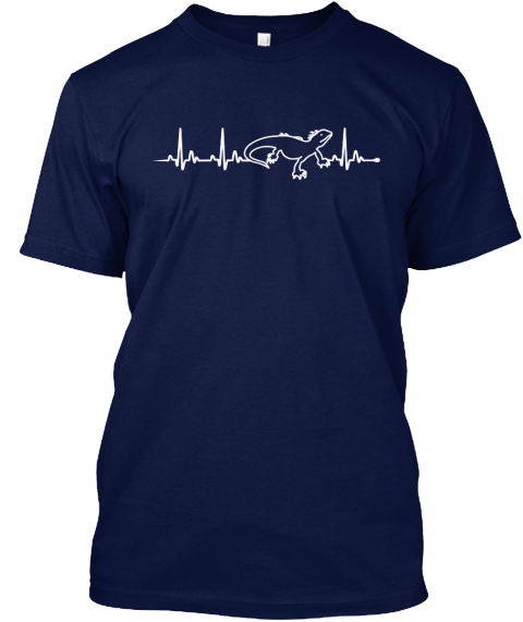 Iguana   Heart Beat Navy T-Shirt Front