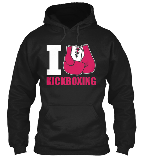 I Love Kickboxing Black T-Shirt Front