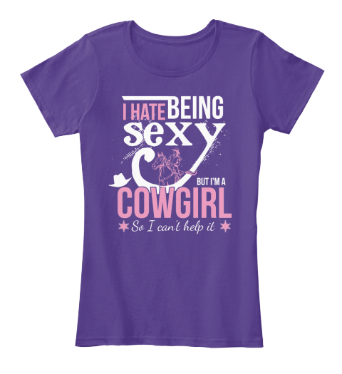 Attention To All The Sexy Cowgirls Purple T-Shirt Front