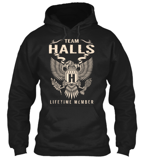 Team Halls Lifetime Member Black T-Shirt Front