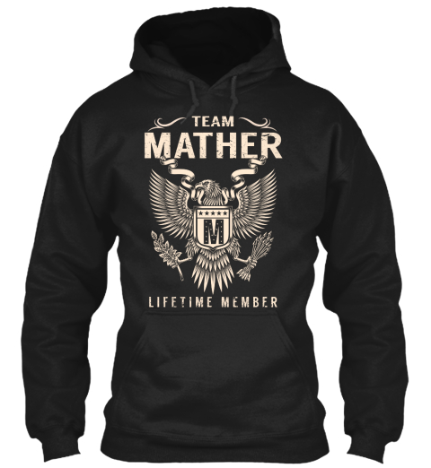 Team Mather Lifetime Member Black T-Shirt Front