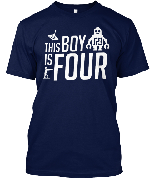 This Boy Is Four Navy T-Shirt Front