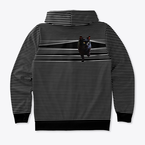 Black Cat Stripe All Over Zipped Hoodie Standard Camiseta Back