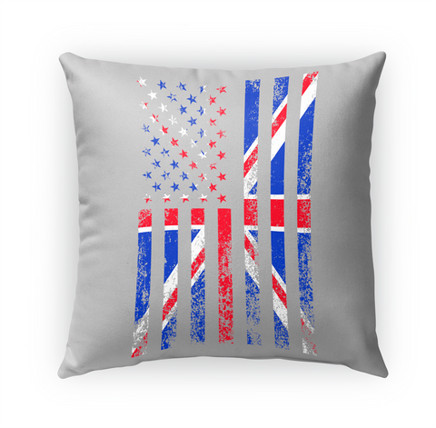 Outdoor Pillow 20x20  — Usa + Uk Flag White Camiseta Front