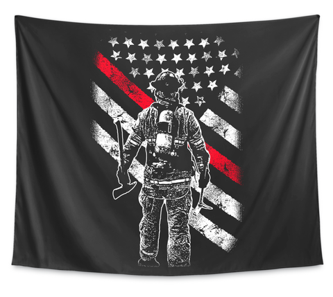 Firefighter Thin Red Line Wall Tapestry White T-Shirt Front