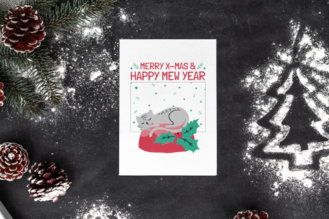 Merry X Mas And Happy Mew Year Christmas  T-Shirt Left