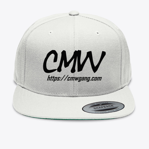 Cmw Cap (Black Embroidery) White T-Shirt Front